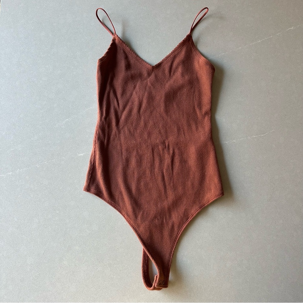 Abercrombie & Fitch Ribbed Bodysuit | Burgundy | Spaghetti Straps | Size Small